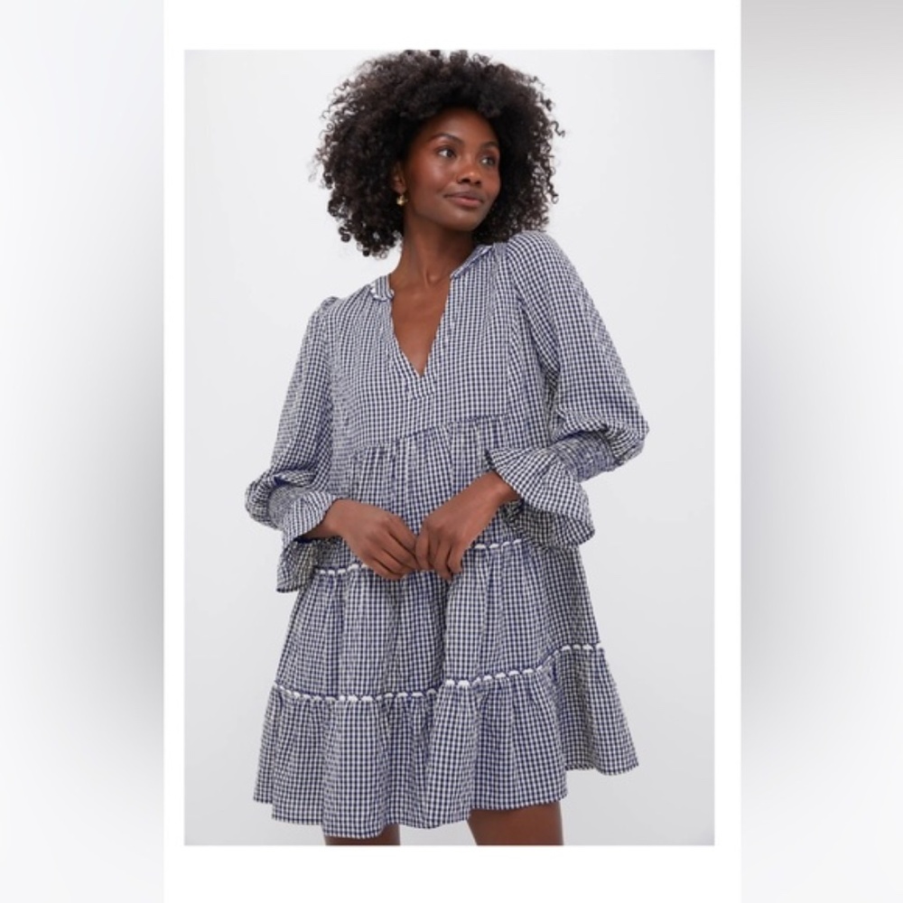 Pomander Place Black and White Gingham Tiered Babydoll Dress
